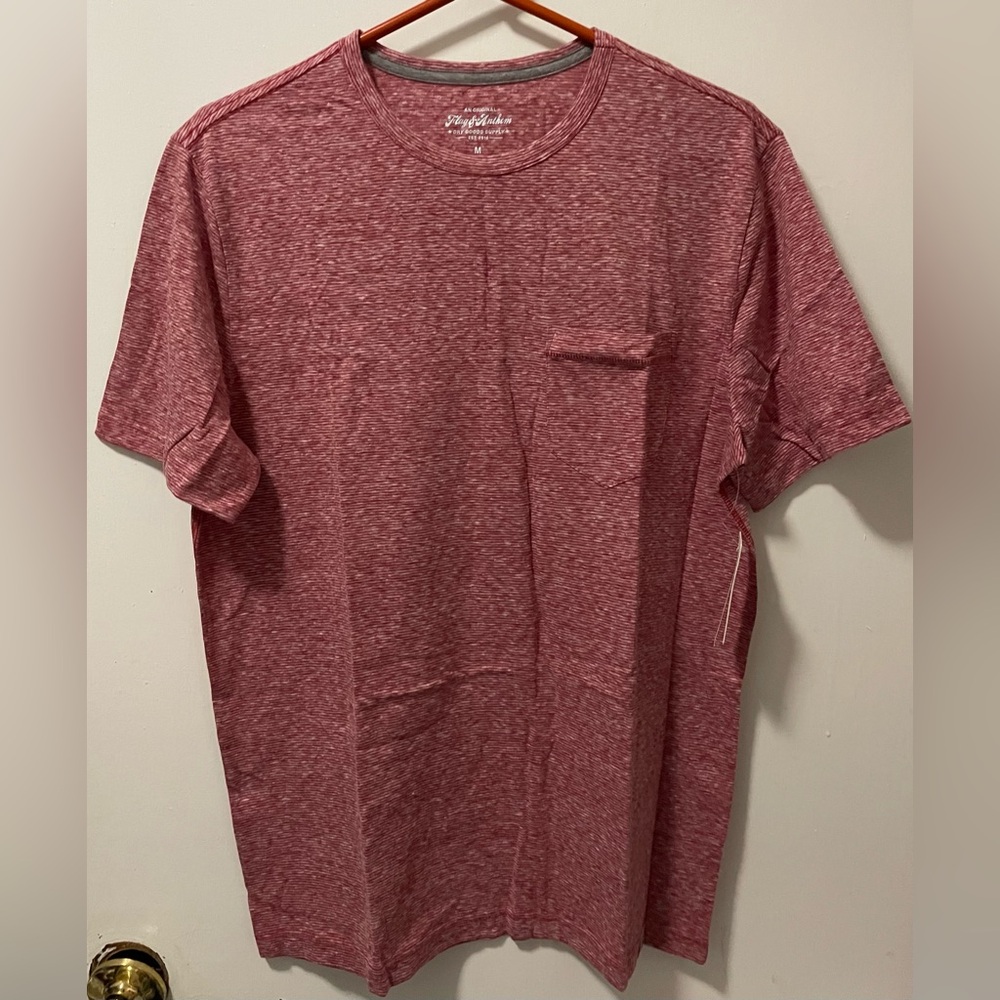 Flag & Anthem Men's Red Striped Short Sleeve T-Shirt Crew Neck Size Medium M NWT